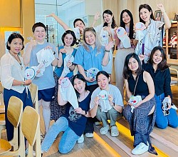 Workshop on hand embroidery on towels applying stumpwork technique in Bangkok,